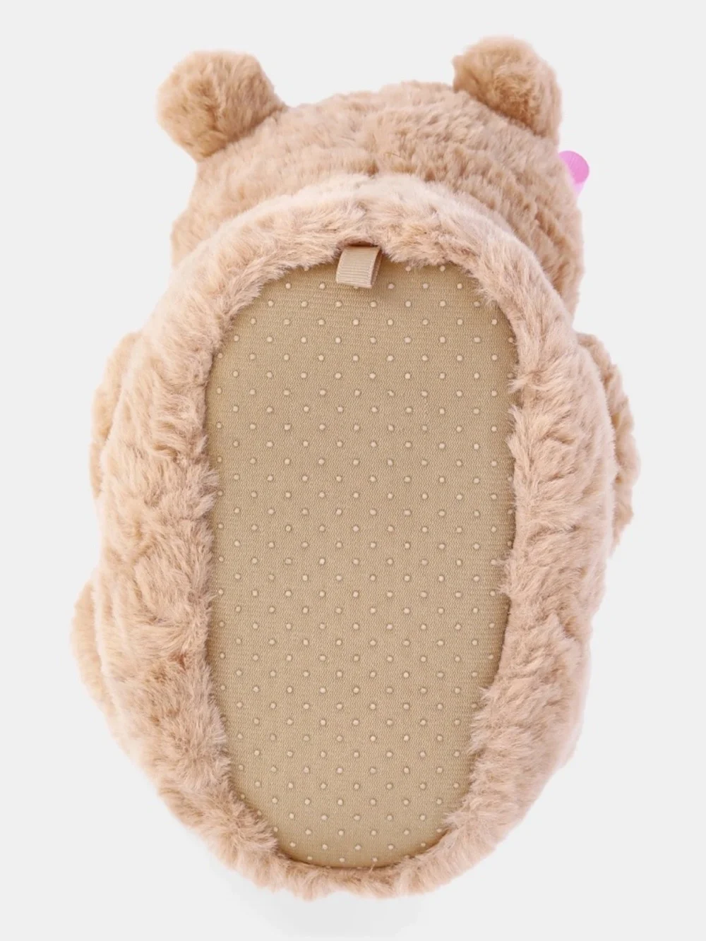3D Teddy Bear Plush Brown Pink Bow Toddler, Little & Big Girls Cute Slippers
